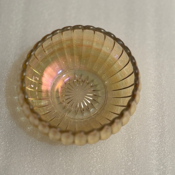 Vintage Carnival Glass Ribbed Candy Dish
Measures approx.: 5" x 2.5" - Picture 3 of 7